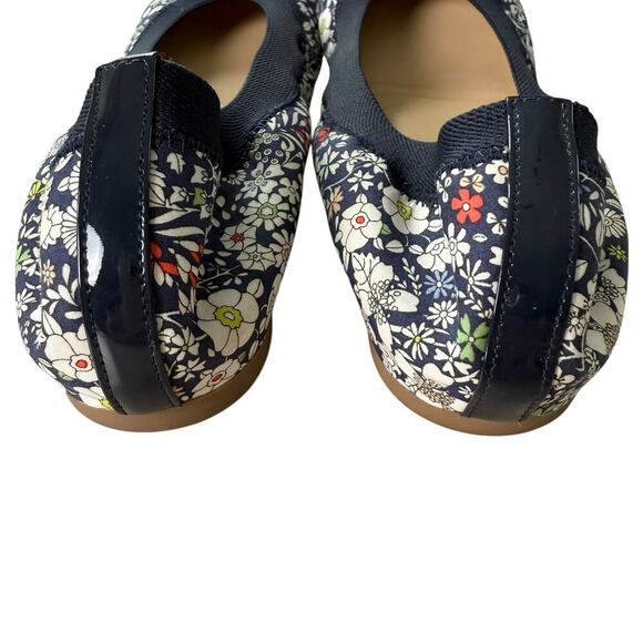 J.Crew Liberty Floral Ballet Flat Fabric and Patent Leather Upper Navy Blue, 7.5 - Picture 4 of 9